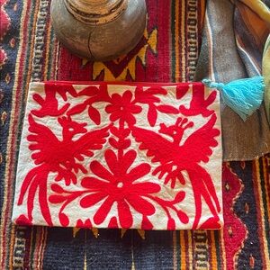 Otomi tribe Red and Cream Embroidered Clutch